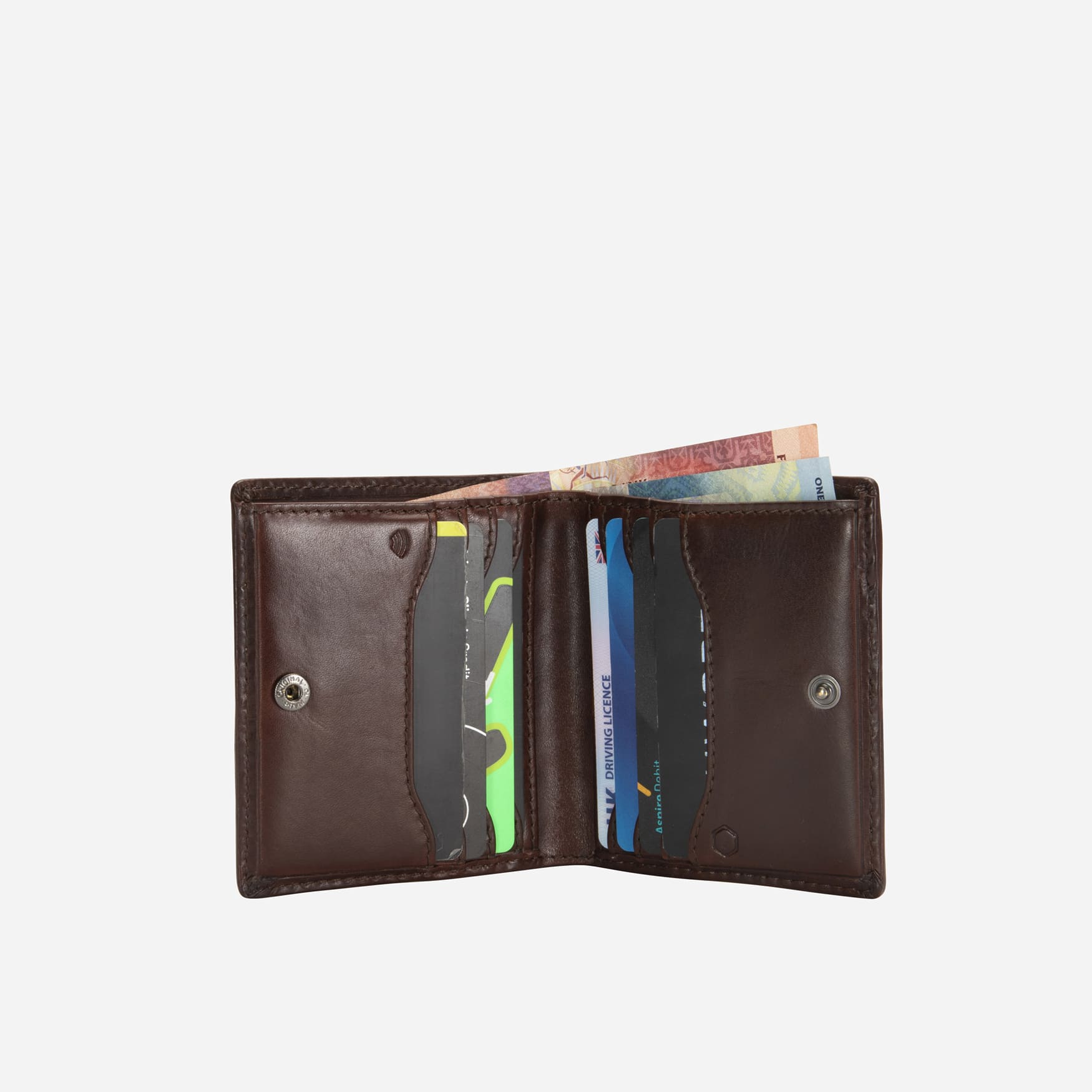 Slim Bifold Card Holder With Coin, Mocha