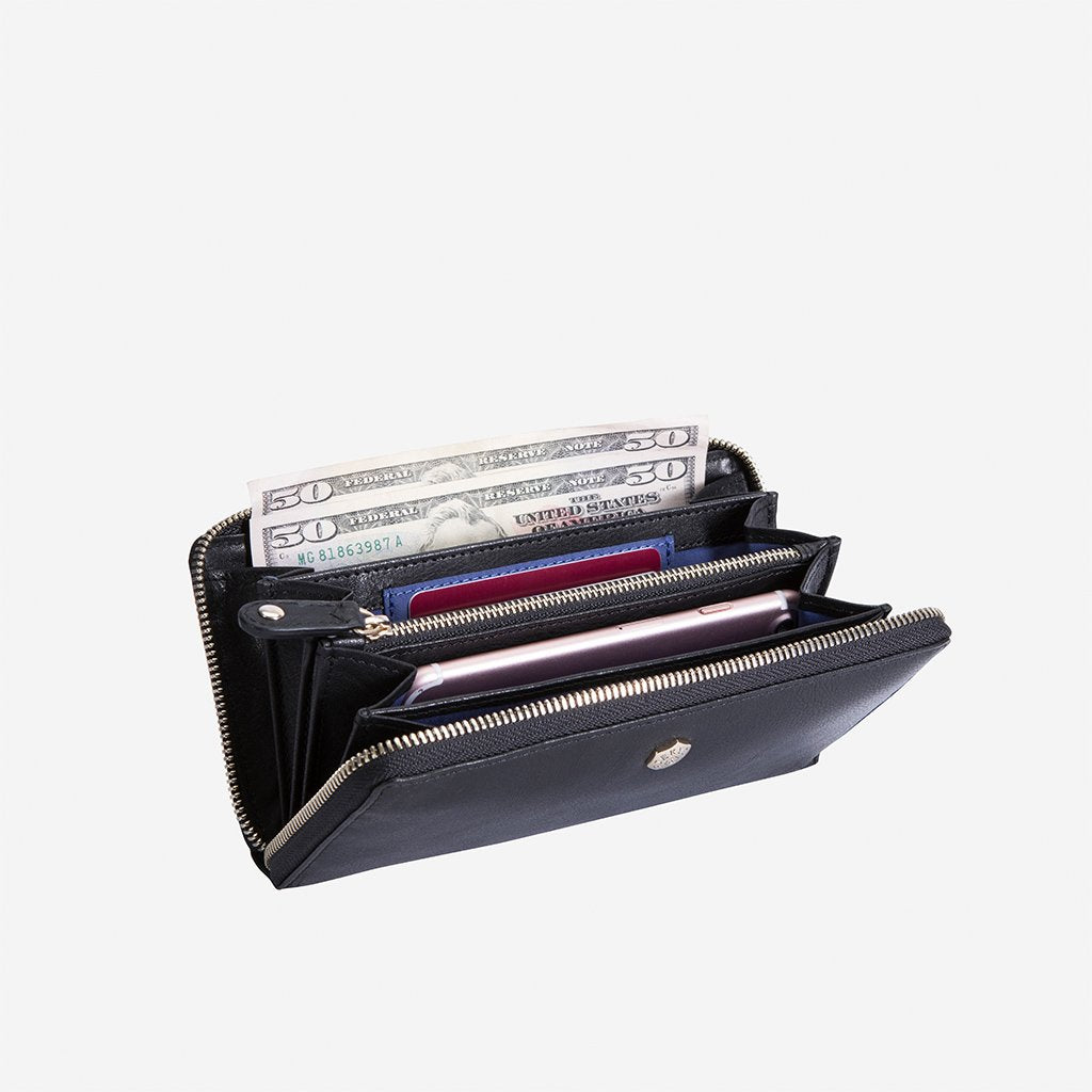 Medium Zip around Purse, Black Purse Zulu - Jekyll and Hide Australia