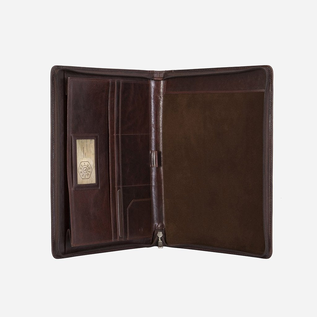 A4 Zip Around Folder, Coffee A4 Folder Oxford - Jekyll and Hide Australia