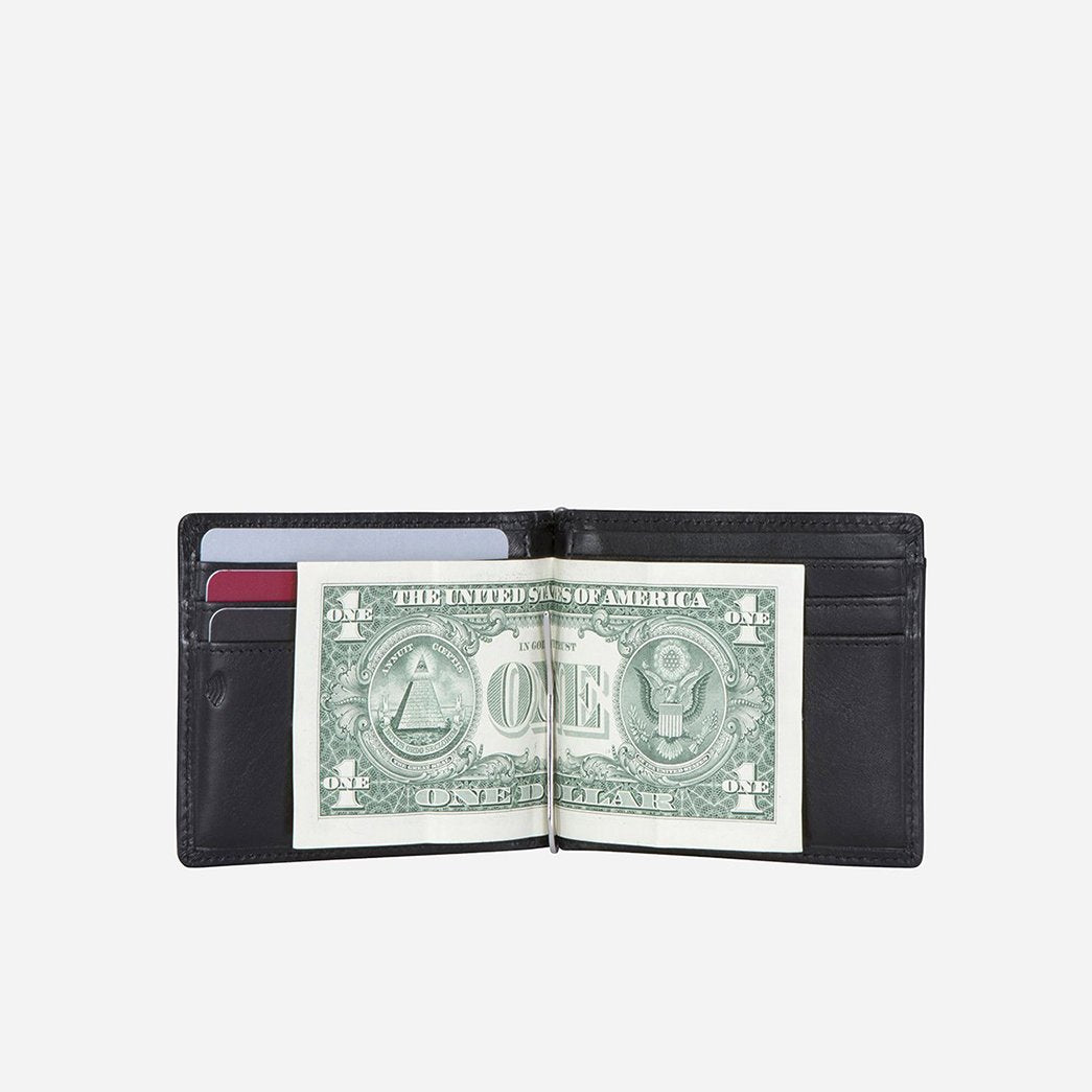 Leather Money Clip Wallet, Black  Oxford    - Jekyll and Hide Australia