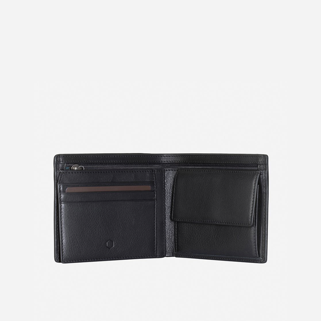 Large Billfold Wallet With Coin, Soft Black Card & Note Holders Monaco - Jekyll and Hide Australia