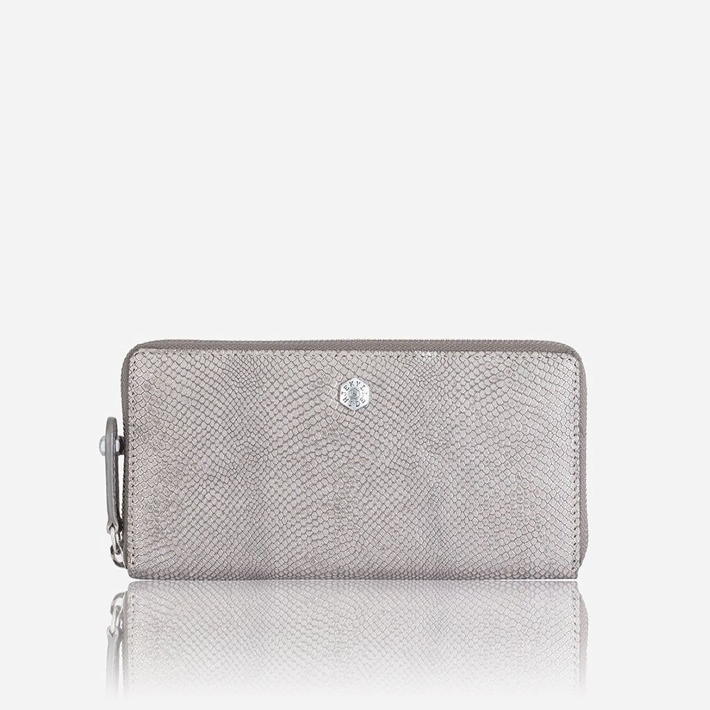 Large Metallic Zip Around Purse, Grey Large Purse Valencia    - Jekyll and Hide Australia