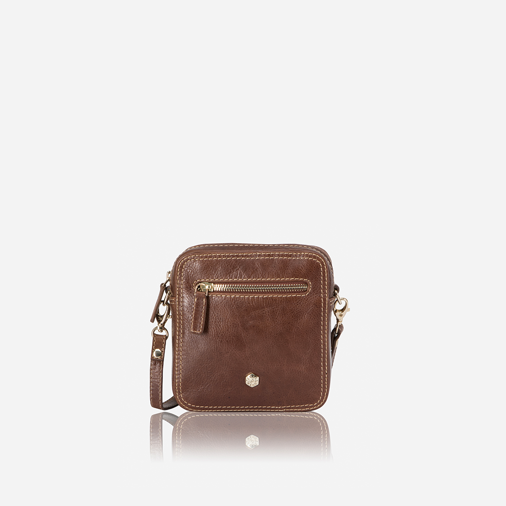 Slim Leather Crossbody Bag Cross body organiser ZULU 6453 Tan - Jekyll and Hide Australia