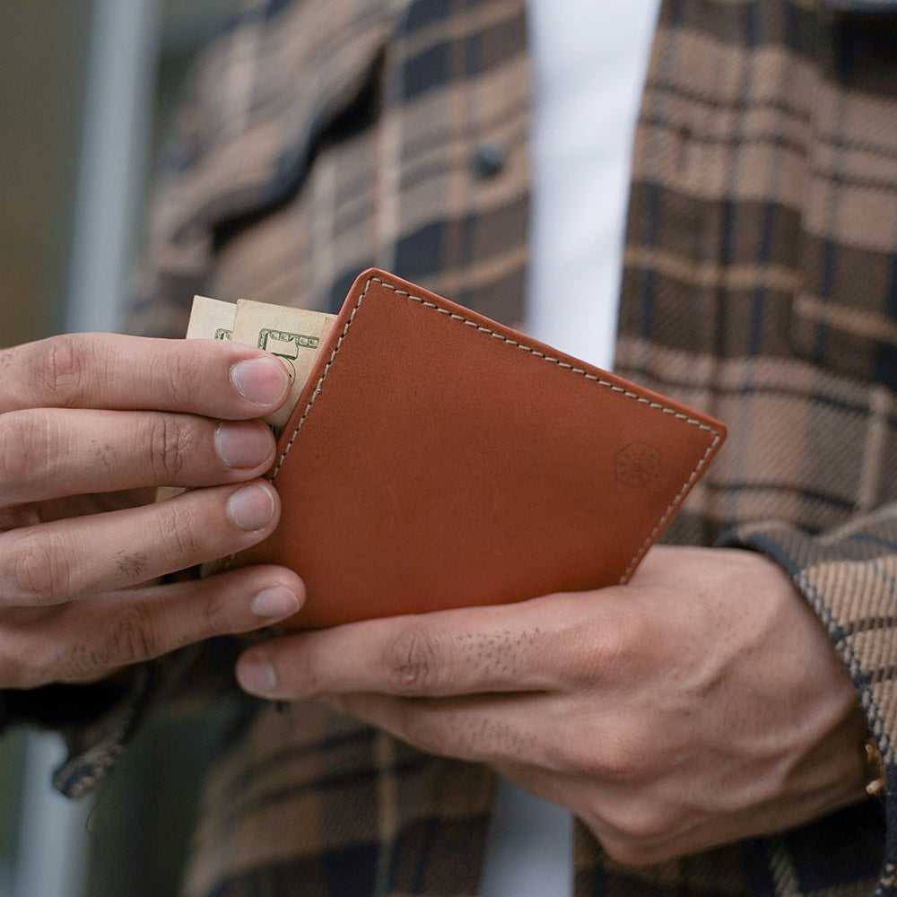 Slim Bifold Wallet with Coin, Tan Wallet ROMA    - Jekyll and Hide Australia