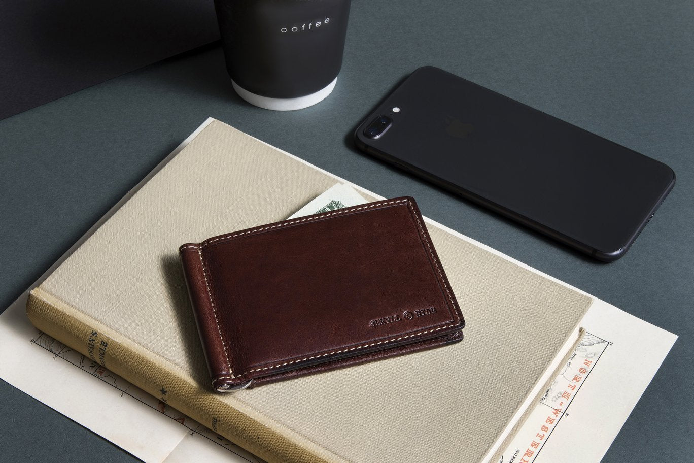 Leather Money Clip Wallet, Coffee Money Clip Oxford - Jekyll and Hide Australia