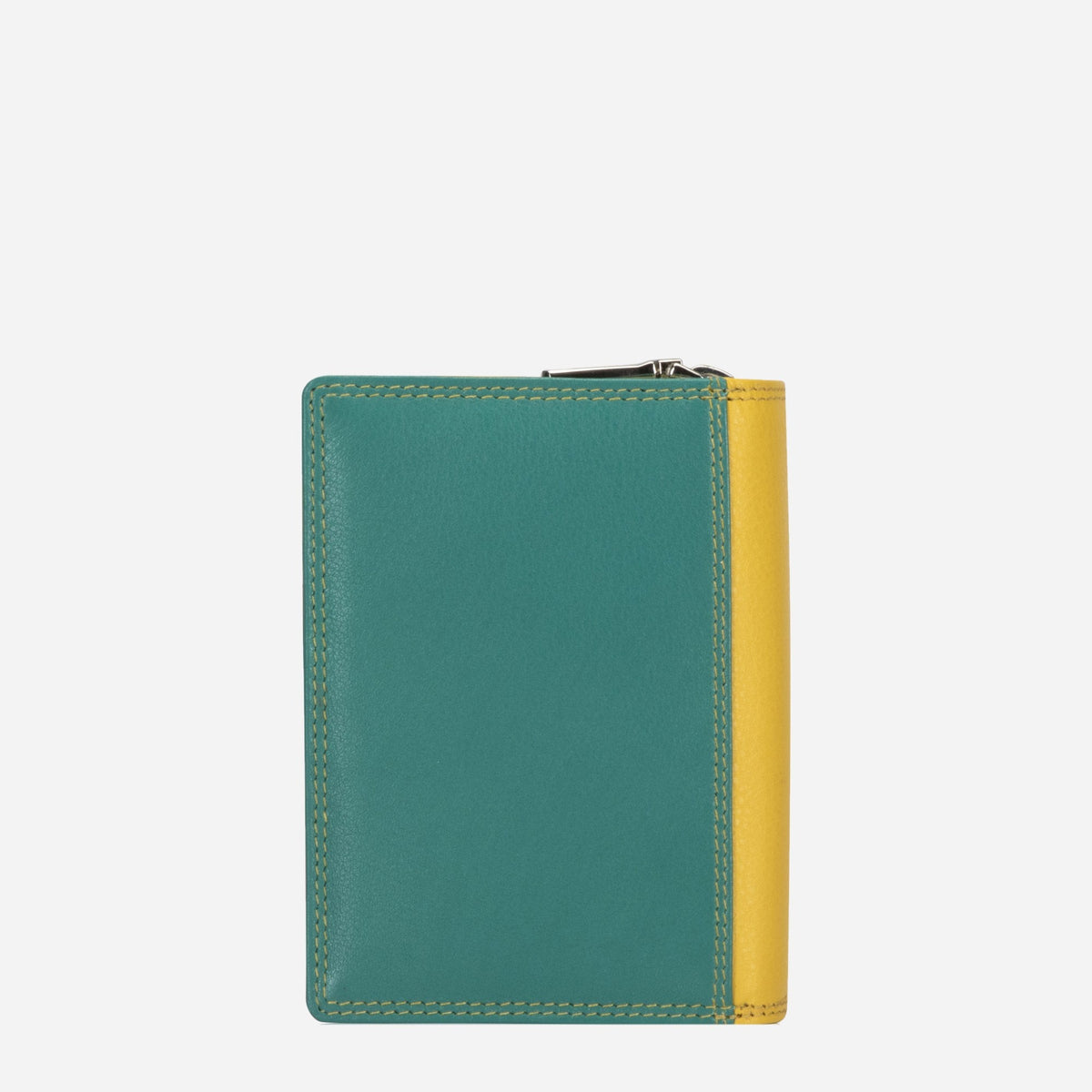 Back of the Pacific Compact Purse in teal leather