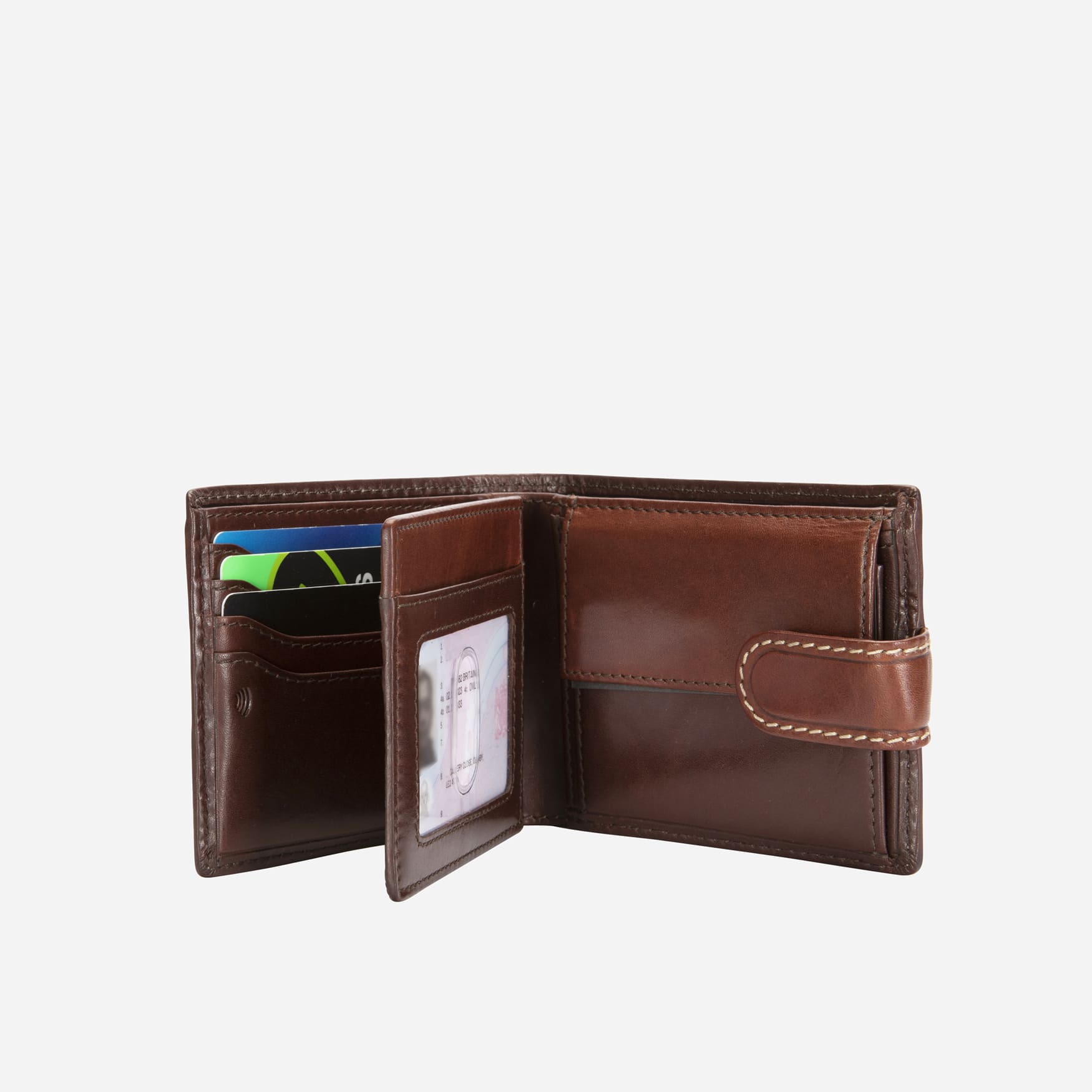 Bifold Wallet With Coin And ID Window, Mocha