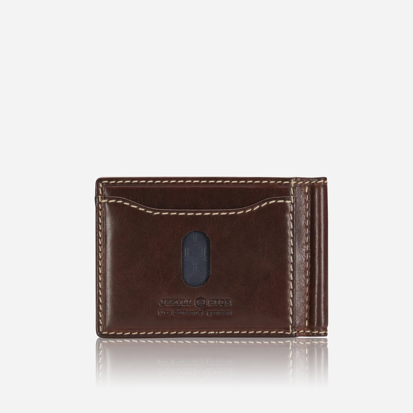 Leather Money Clip Wallet, Mocha