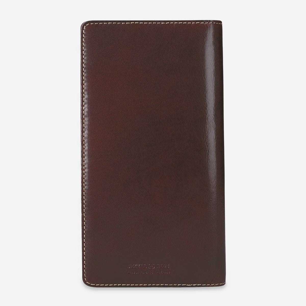 Back of the Mocha leather Travel Organiser with debossed wordmark