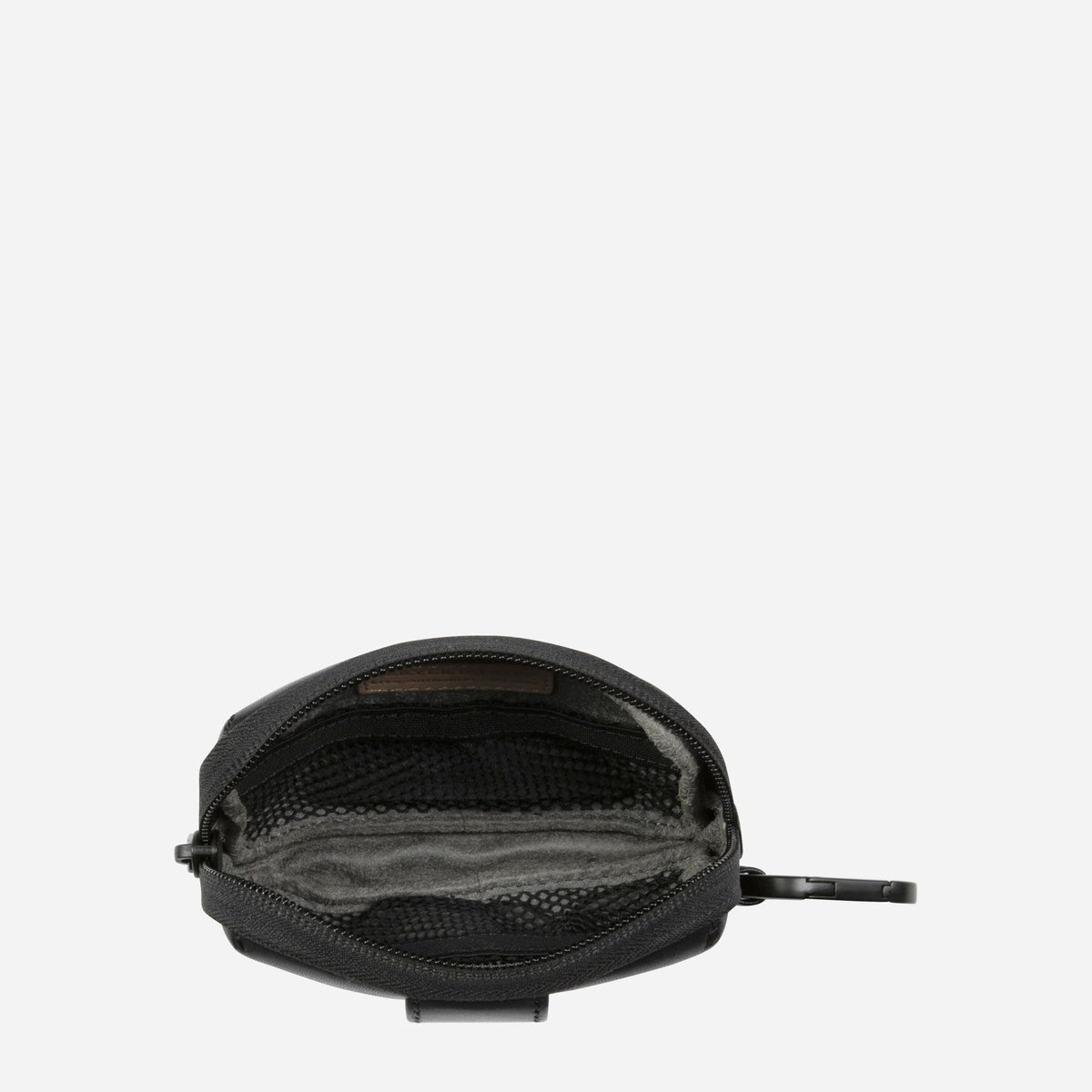 Black Men's Utility Pouch opened out, showing the empty lined interior