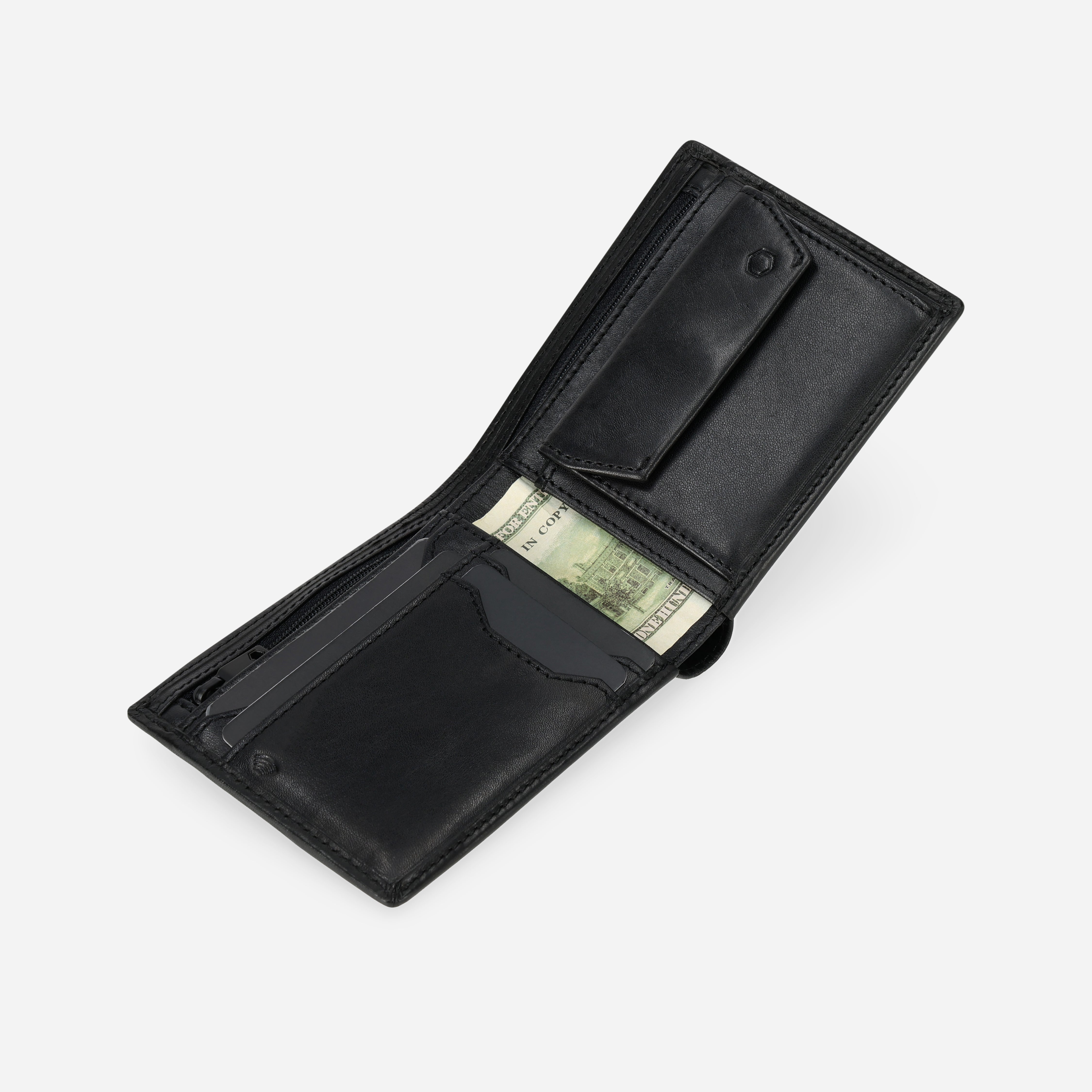 Medium Billfold Wallet With Coin, Black