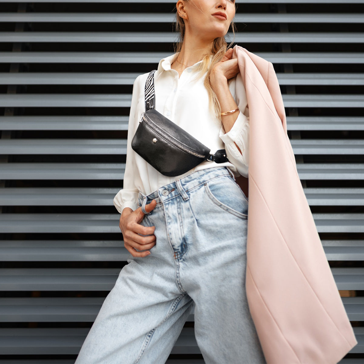 Osaka Slim Blue Leather Waist Bag | Jekyll & Hide AUS