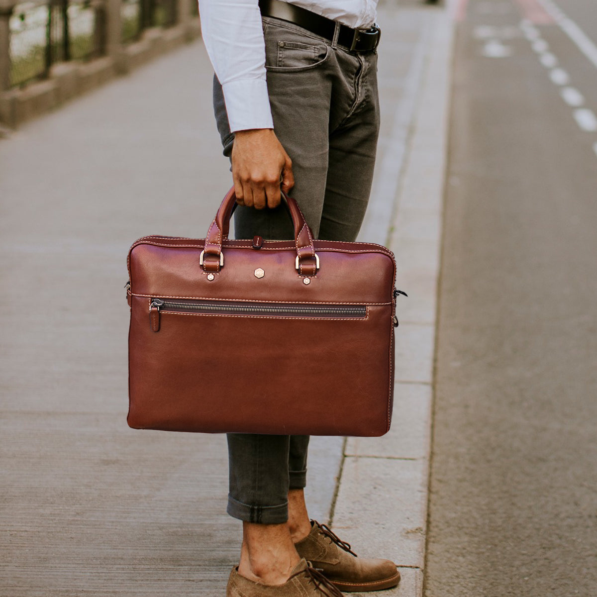 Slim Zip Top Briefcase