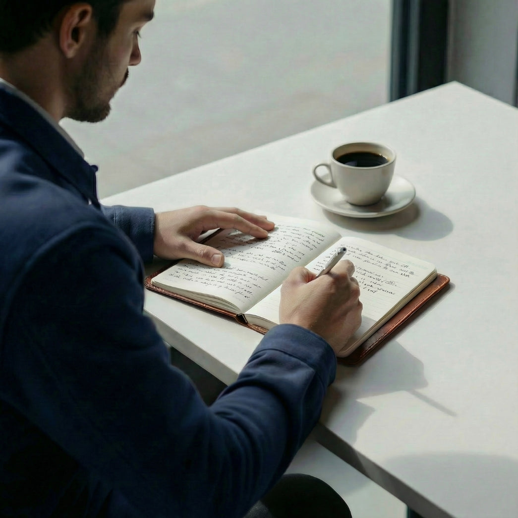 Leather A5 Notebook Cover, Mocha