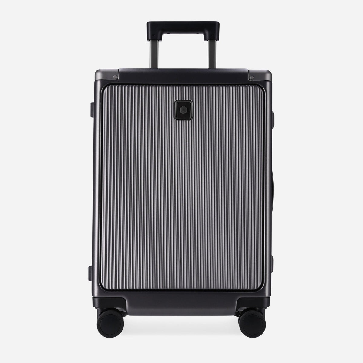 Jekyll & Hide graphite-black polycarbonate Carry-On, front view with extended trolley handle