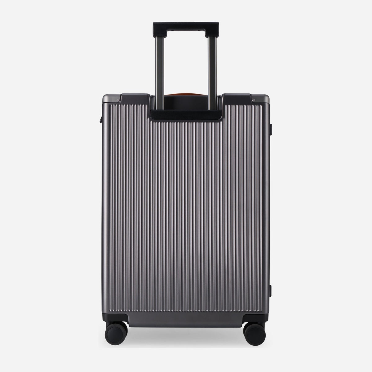 Jekyll & Hide graphite-black polycarbonate Medium Check-In suitcase, rear view with extended trolley handle