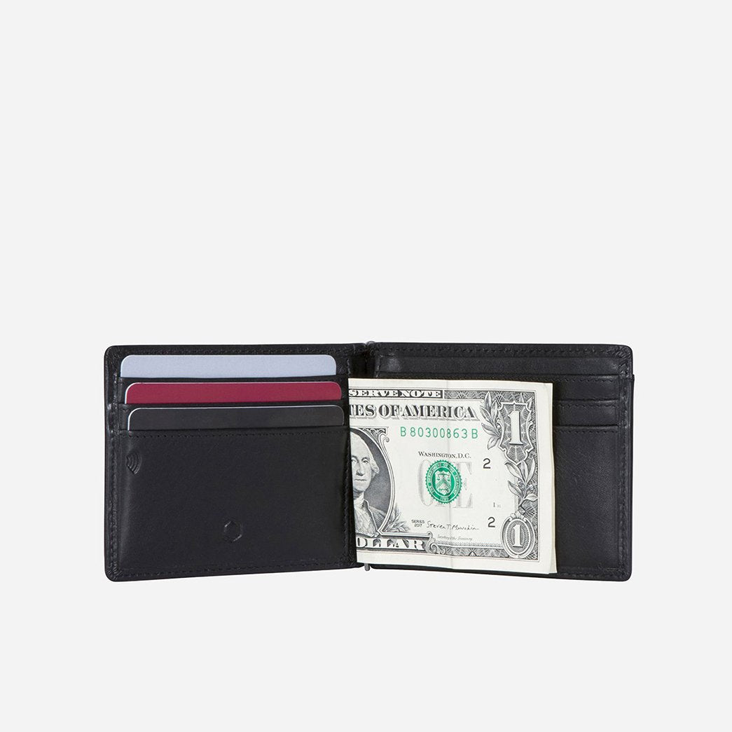 Leather Money Clip Wallet, Black  Oxford    - Jekyll and Hide Australia