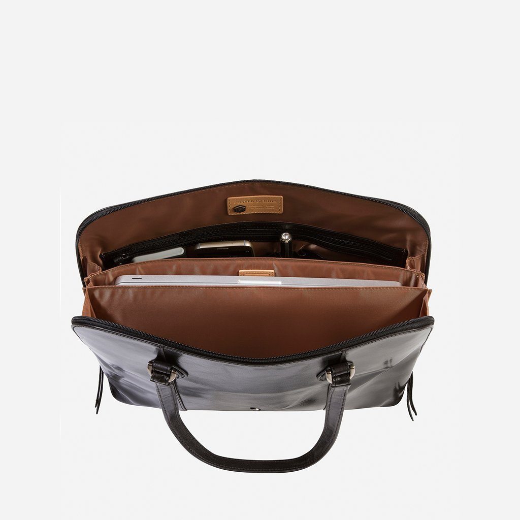 Medium Leather Laptop Handbag, Black Business Shopper Oxford    - Jekyll and Hide Australia