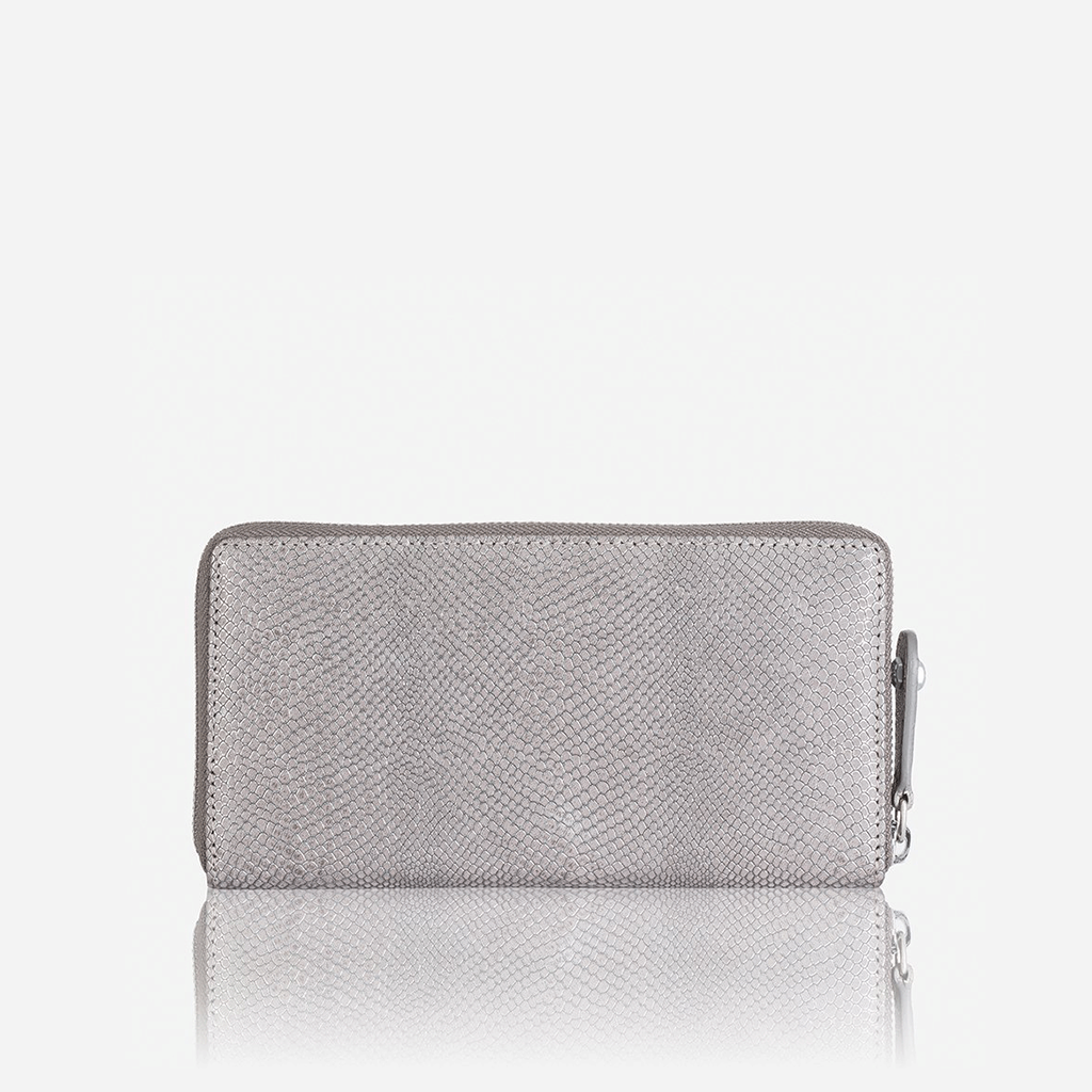 Large Metallic Zip Around Purse, Grey Large Purse Valencia    - Jekyll and Hide Australia