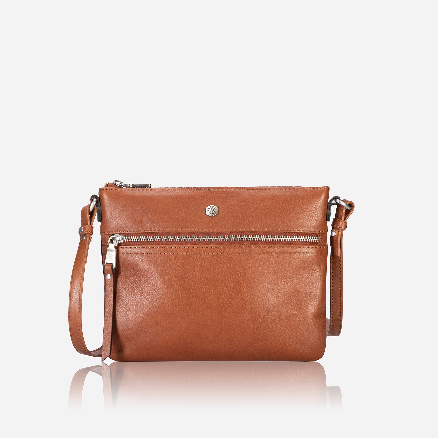 Ladies Crossbody Bag, Tan Cross body organiser Osaka    - Jekyll and Hide Australia