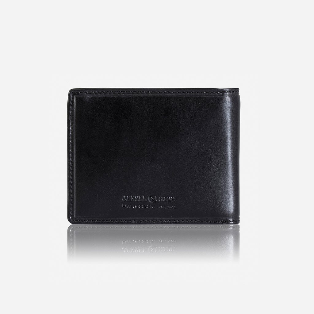 Medium Billfold Wallet With Coin, Black Bi Fold Wallet Oxford    - Jekyll and Hide Australia